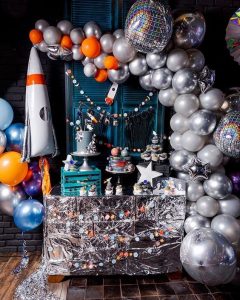 Silver Space rocket balloons